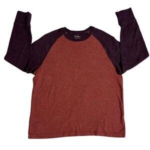 L.L. Bean Men's Slightly Fitted Raglan Long Sleeve Shirt Size L Heathered Maroon